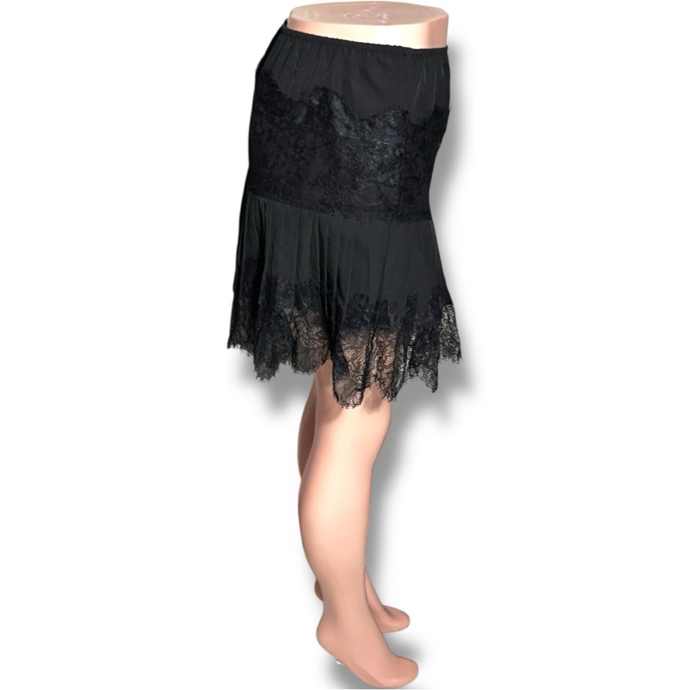 Unbranded Size Small Chic Black Lace Tiered Elastic Waist Slip Style Mini Skirt - Picture 3 of 14
